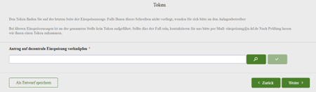 Screenshot aus dem Netzanschlussportal: Erklärung zu Token